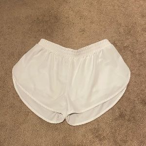 Size large white running shorts